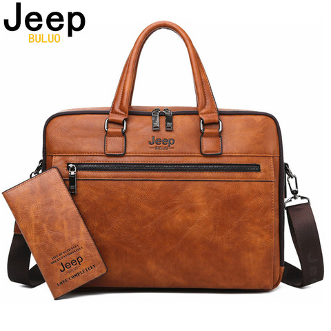 JEEP BULUO-Bolso de viaje de hombro para hombre, Maletín de negocios de 14 pulgadas para ordenador portátil de alta calidad, archivo A4 ► Foto 1/6