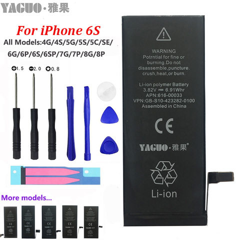 Batería de 100% mAh para iPhone 6S 6GS 6 7 8 X XS MAX XR, Kit de herramientas de ciclo libre de capacidad Real 0, 5A, Original, 1715 nuevo ► Foto 1/6