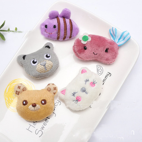 10 unids/lote Kawaii peluche tela parches de conejo de dibujos animados/oso/abeja apliques acolchados niños moño prendas de vestir accesorios DIY ► Foto 1/6