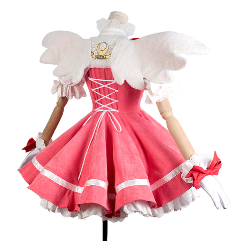 Anime nuevo Sakura Cardcaptor Cosplay traje Kinomoto Sakura de lujo Rosa vestido de pana carnaval disfraces de Halloween para las mujeres ► Foto 1/6