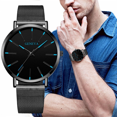 Reloj deportivo de lujo para hombre, cronógrafo de cuarzo, informal, de malla fina, de acero, resistente al agua, Masculino ► Foto 1/6