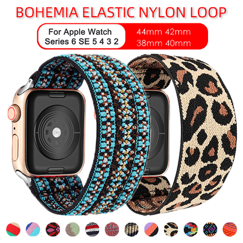 Correa de nailon elástico para Apple Watch, banda Bohemia para Apple Watch 6SE de 38/40mm 42/44mm para Iwatch 5/4/3 2 ► Foto 1/6