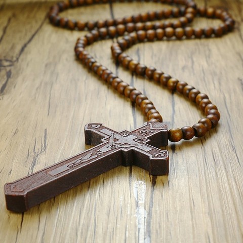 Vnox-collar largo con colgante de cruz de Jesús para hombre, joyería llamativa de 36 