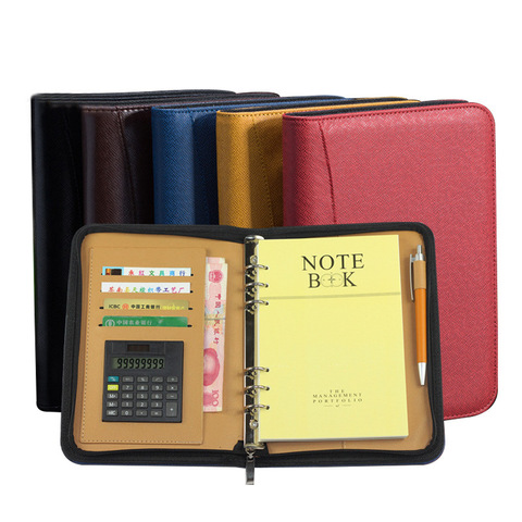 Cuaderno diario A6/A5/B5 con calculadora, carpeta con espiral para notas, carpeta ejecutiva, Padfolio con cremallera, manual de bolsa ► Foto 1/6