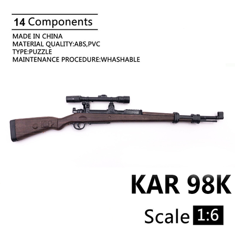 1:6 KAR 98 K, pistola de Rifle Mauser, modelo recubierto de plástico, modelo militar, accesorios para 12 