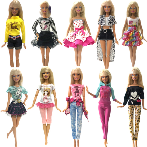 Conjunto de 5 uds. De ropa de muñeca, ropa de diario, vestido informal, camisa, falda, ropa para casa de muñecas, accesorios para muñecas Barbie, 5G JJ ► Foto 1/6