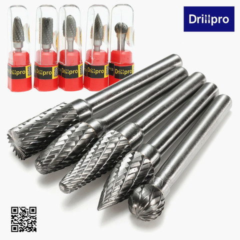 5 piezas 1/4 unids pulgadas 6mm cabeza de carburo de tungsteno rotativo Punto de fresado fresas troquelado conjunto de vástago para el molino ► Foto 1/6