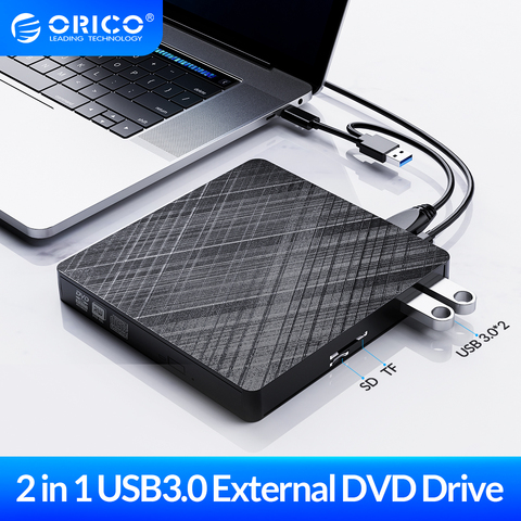 ORICO-unidad de DVD externa USB 3,0, DVD-RW de lectura de alta velocidad, Unidad óptica, compatible con lector TF/SD, reproductor para portátil y Macbook ► Foto 1/6