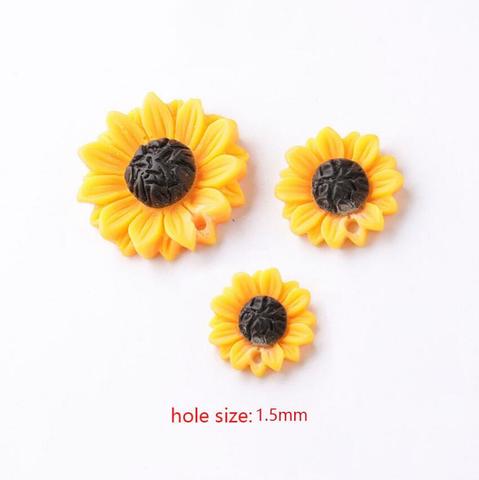 30 unids/lote girasoles Daisy encantos en forma de colgante de la resina Flatback cabujones con 1,5mm pequeño agujero Fabricación de la joyería DIY ► Foto 1/5