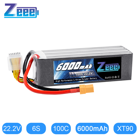 Zeee-batería Lipo para Dron de carreras, 22,2 V, 6000mAh, 100C, XT90, enchufe 6S, FPV, helicóptero, coche, barco, camión ► Foto 1/6