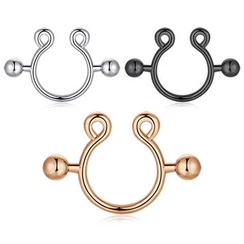 2pc 14G falso Nipplerings Piercings de Clip en anillos de pezón de acero inoxidable de joyería de la entrerrosca ► Foto 1/5