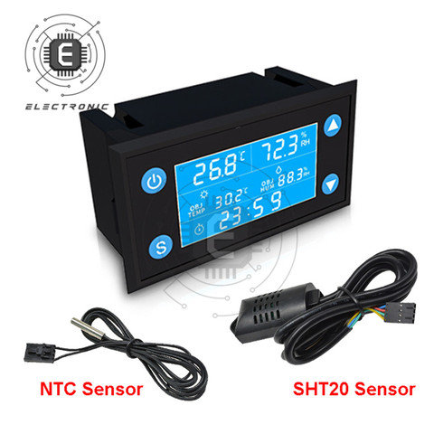 220V Sensor de temperatura Digital termómetro con medidor de humedad higrómetro medidor de humedad temperatura controlador termostato bien calor ► Foto 1/6