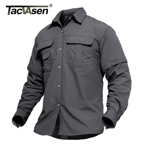 TACVASEN-ropa militar para hombre, camisa militar ligera, camisa táctica de secado rápido, camisas de caza de trabajo de manga larga extraíbles ► Foto 1/6