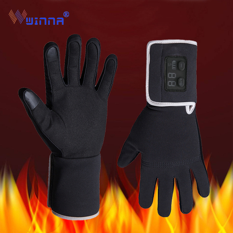 Guantes de invierno con calefacción eléctrica para hombre y mujer, manoplas de abrigo termostáticas de tres modos, a prueba de viento, guante de pantalla táctil ► Foto 1/6