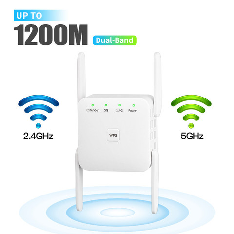 Repetidor Wifi 5G, extensor de WiFi de 5Ghz, amplificador de enrutador de 1200Mbps, repetidor WiFi de 2,4G/5Ghz, rejúpiter de señal de largo alcance ► Foto 1/1