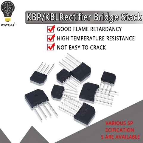 5 uds KBL406 KBL410 KBL608 KBL610 2A-6A 600V-1000V KBP206 KBP210 KBP307 KBP310 diodo monofásico puente rectificador venta al por mayor ► Foto 1/6