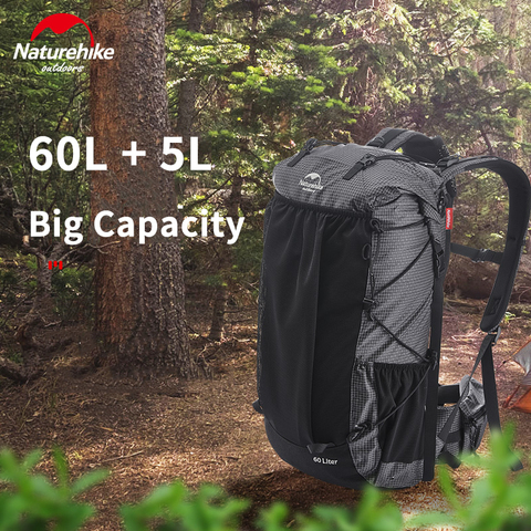 Naturehike-mochila impermeable de acampada de 60L + 5L, capacidad de 1,16 kg, carga de 15kg, resistente al agua ► Foto 1/6