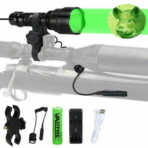 Linterna Led de 5000 lúmenes, linterna táctica para Rifle de caza, para exteriores, portátil, 18650 + cargador + interruptor + soporte Rfile, color blanco/Verde/rojo ► Foto 1/6