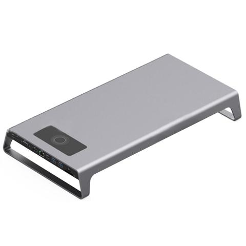 Estación de acoplamiento con soporte de Monitor de aluminio, Hub USB C, compatible con 4K, HDMI, VGA, tarjeta TF, carga inalámbrica, portátil, para Juegos de oficina ► Foto 1/6