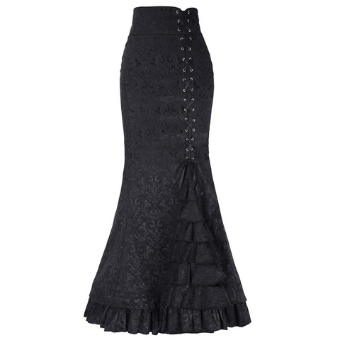 Faldas Vintage de sirena y trompeta para mujer, falda larga Steampunk gótica, Maxi cola de pez, estilo victoriano, Retro ► Foto 1/6