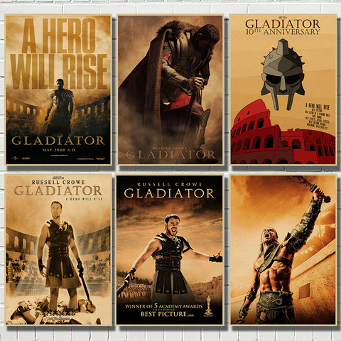 Póster clásico de gladiador de película de papel Kraft, pinturas decorativas de pared para Bar, café, sala de estar, comedor ► Foto 1/6