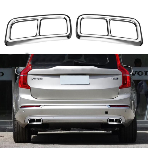 Para Volvo XC90 S90 XC60 2014-2022 coche trasera doble de silenciador de escape para extremo de tubo pegatinas cubierta adornos accesorios de acero inoxidable 2 uds ► Foto 1/6