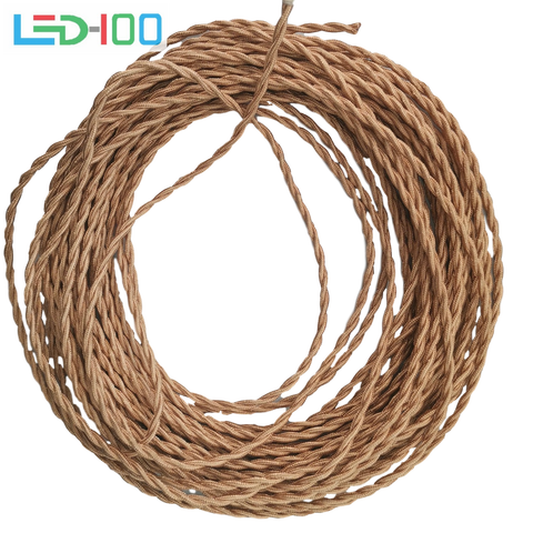 Cable eléctrico enroscado Vintage, 2x0,75mm, textil Beige, Edison, lámpara colgante Retro trenzada, novedad ► Foto 1/3