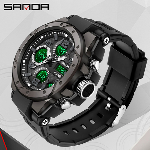 SANAD-relojes deportivos militares para hombre, de cuarzo, resistente al agua hasta 5atm, Shock, masculino, 6008 ► Foto 1/6