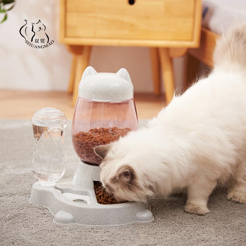 Alimentador automático de mascotas, para perros y gatos, depósito de comida de 2.2L y de agua de 528ml, suministro lento de comida ► Foto 1/6