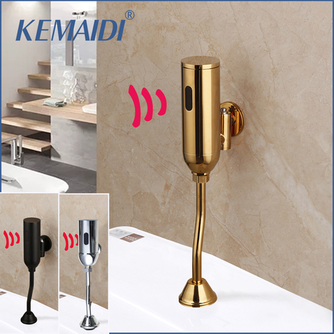 KEMAIDI-urinario de baño con Sensor de Válvula de descarga Automático, urinario de pared táctil, color dorado y negro ► Foto 1/6