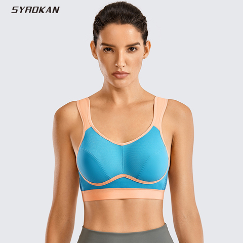 SYROKAN-Sujetador deportivo de talla grande para mujer, sin relleno, Control de rebote, soporte de alto impacto, sin aros, para entrenamiento ► Foto 1/6