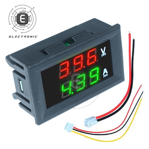 Mini Digital amperímetro del voltímetro de DC0-100V 10A 50A 100A medidor de corriente de voltaje de voltios regulador 0,56 