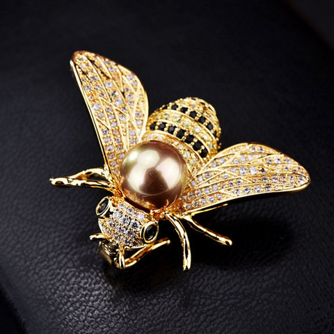 Diseño de marca famosa de serie broche mujer delicada pequeña abeja broches de cristal broche pin Diamante de imitación de la joyería regalos para chica ► Foto 1/6