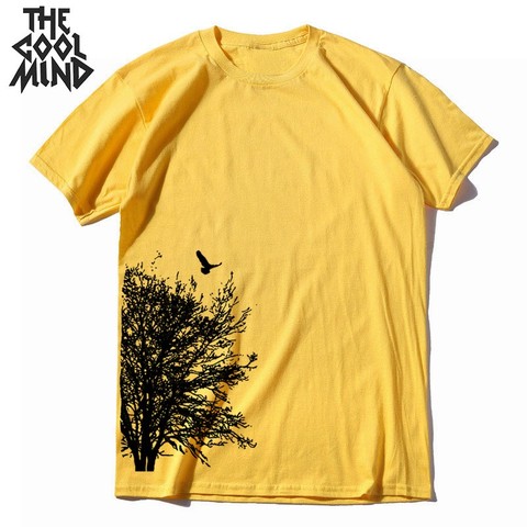 COOLMIND 100% de algodón de manga corta verano creativo Árbol de los hombres T camisa casual loost hombres cool camiseta Camiseta cuello redondo Camiseta ► Foto 1/6