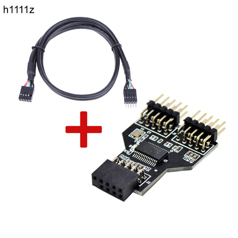 Conector USB de 9 pines hembra 1 a 2 macho conector USB 2,0 de escritorio adaptador de 9 pines a 9 pines para RGB Splitter NZXT refrigeración por agua Bluetooth ► Foto 1/6