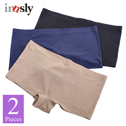 2 unids/set mujeres Boyshorts sin hembra boxeador de seda de hielo damas de seguridad pantalones cortos Mediados de cintura ropa interior de verano de las mujeres Panites ► Foto 1/6