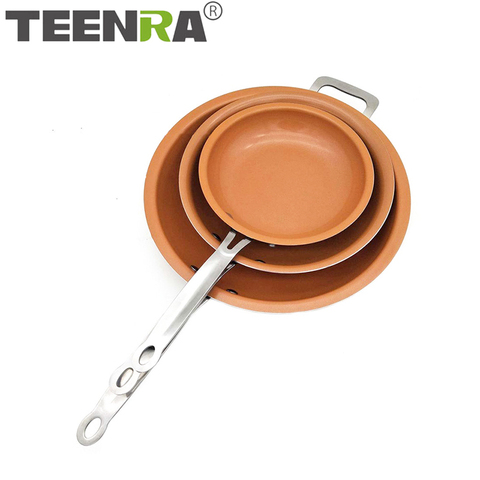 TEENRA-sartén antiadherente de cobre, utensilio de cocina con recubrimiento de cerámica y horno de inducción, Apto para lavavajillas ► Foto 1/6