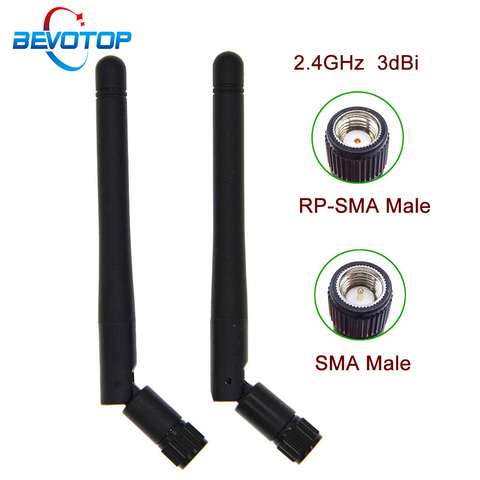 Antena de WiFi 3dBi de 2,4 GHz, conector macho SMA RP-SMA aéreo, antena Wifi para antenas de enrutador inalámbrico + Cable IPEX de 15cm, 2 juegos por lote ► Foto 1/5