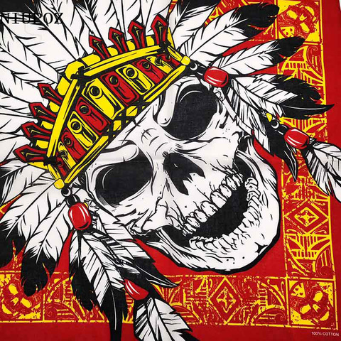 Pañuelo cuadrado de algodón con estampado de calavera para mujer, hombre, niño y niña, Bandana de Hip Hop de alta calidad, 100%, nuevo diseño ► Foto 1/6