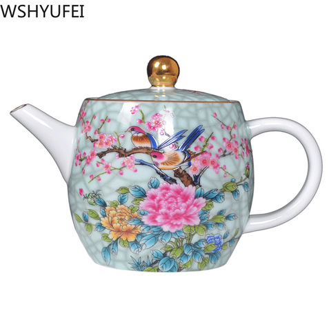 WSHYUFEI auténtica porcelana de Jingdezhen arte tetera para pájaros esmalte exquisito Color tetera cerámica artesanal taza de té 280ml ► Foto 1/6