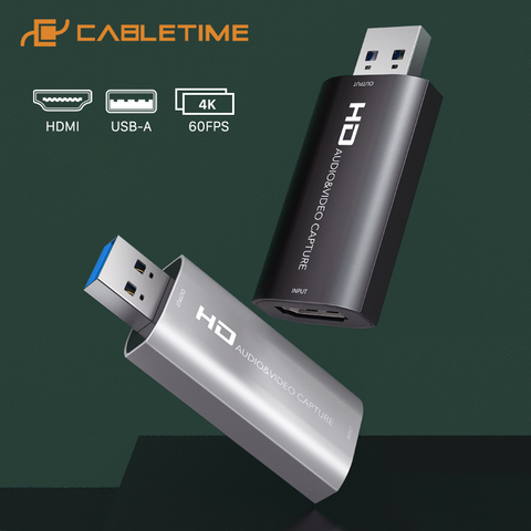 CABLETIME-tarjeta de captura de vídeo 4K, HDMI, USB 3,0, 2,0, 60fps, para Switch, cámara de transmisión en vivo, grabación de DVD PS4, C371 ► Foto 1/6