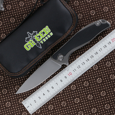 Cuchillo plegable verde espina F95 de acero D2, aleación de titanio TC4 + mango G10, cuchillo de caza para acampar, herramienta práctica para Cuchillo de fruta ► Foto 1/6