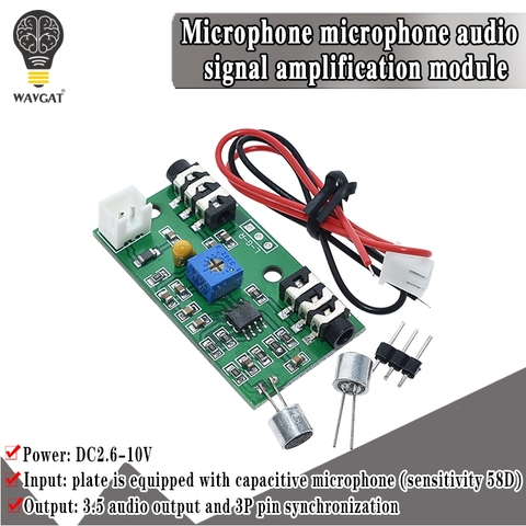 Módulo amplificador de micrófono de captación, amplificador de Audio ajustable con ganancia, circuito amplificador de señal AC ► Foto 1/6