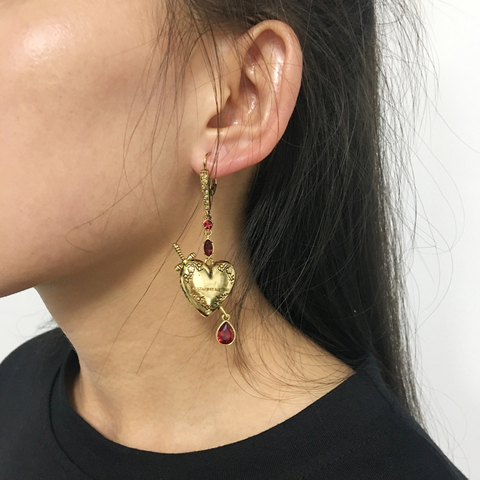 Pendientes con forma de corazón Vintage para mujer, aretes magnéticos abiertos, accesorios de joyería griega ► Foto 1/6