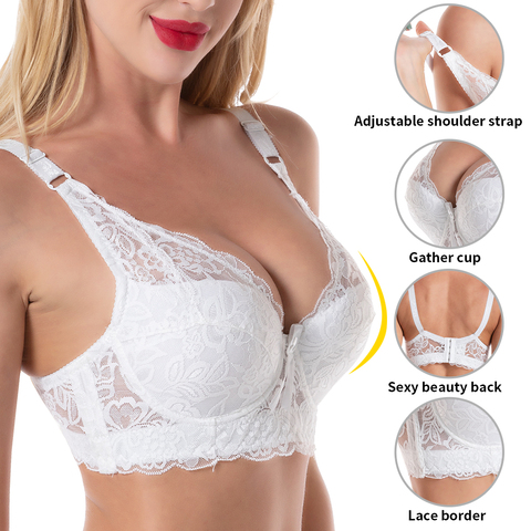 De talla grande Bra ropa interior de las mujeres bralette top push up sexy sujetador sin tirantes de encaje Mujer sujetador sujetador deportivo mujer sujetador push up to deportivo mujer deporte running ropa interior ► Foto 1/6