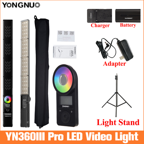 Yongnuo-luz LED para vídeo YN360 III Pro, iluminación RGB de 3200K-5600K para grabación de vídeo con soporte de luz ► Foto 1/6