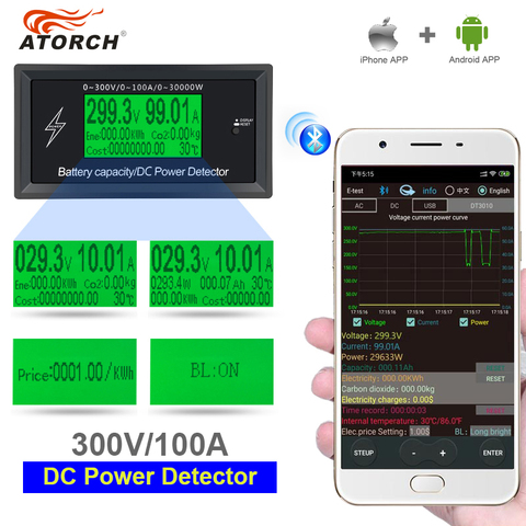 ATORCH DC 300 V 100A precisa energía de Bluetooth medidor de corriente de voltaje de potencia amperímetro del voltímetro de la sobrecarga de función de Alarma interior ► Foto 1/6