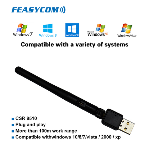 FEASYCOM-Adaptador USB de largo alcance, con Bluetooth 4,0 dongle inalámbrico, chip CSR para Windows 10 8,1 8 7 XP vista ► Foto 1/6