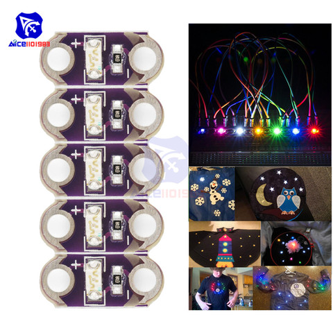 Diymore 5 unids/lote Lilypad LED rojo/naranja/amarillo/verde/azul para Arduino IDE-Textiles de vestir proyectos ► Foto 1/6