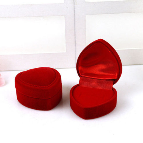 Caja de anillo con forma de corazón de compromiso rojo, joyería de boda, pendiente, tienda, regalo de San Valentín ► Foto 1/5